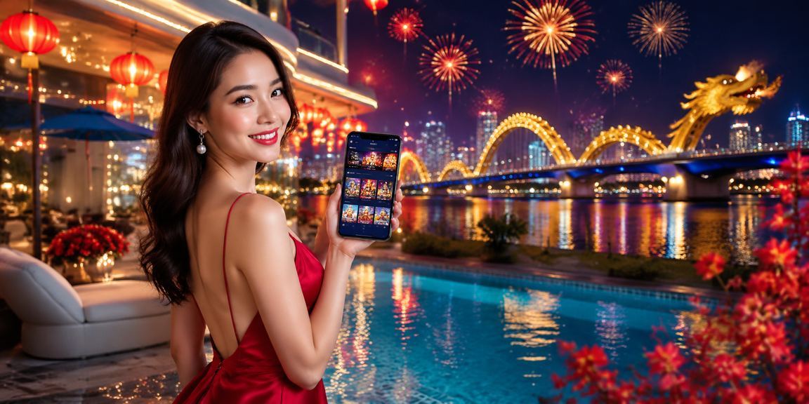 Không khí lễ hội Tết tại Đà Nẵng với người dùng tham gia xổ số và giải trí trực tuyến trên điện thoại
