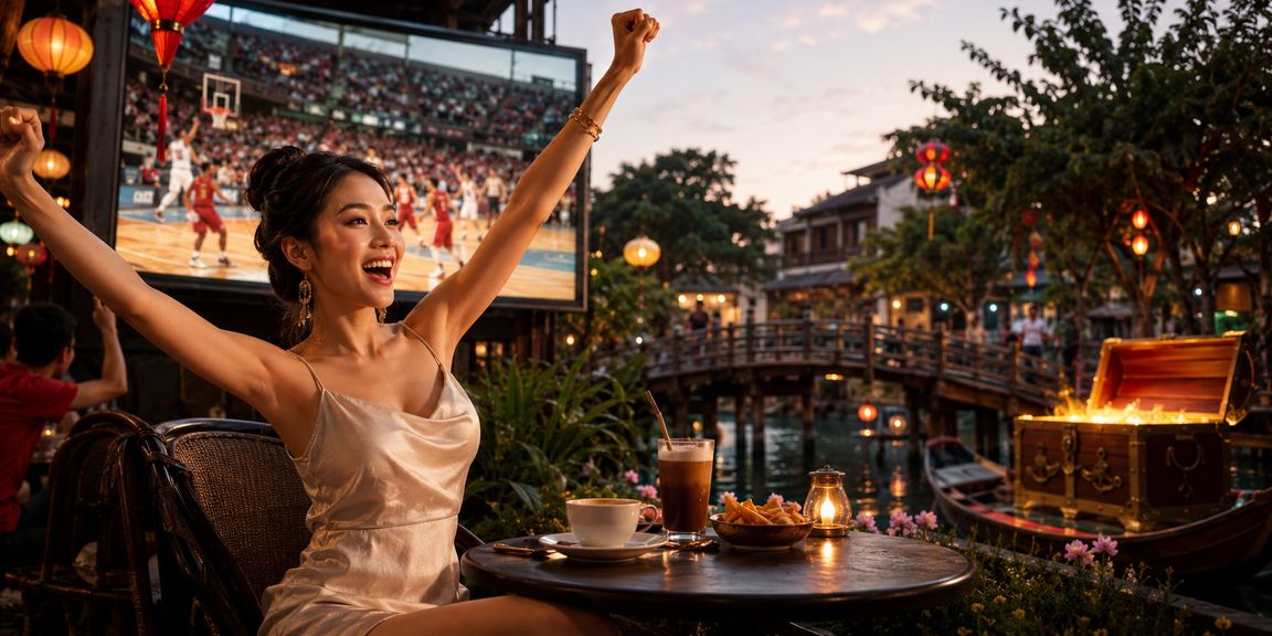 Người dùng tại Hà Nội xem lịch cược bóng rổ và thể thao trực tuyến trên điện thoại bên ly cà phê