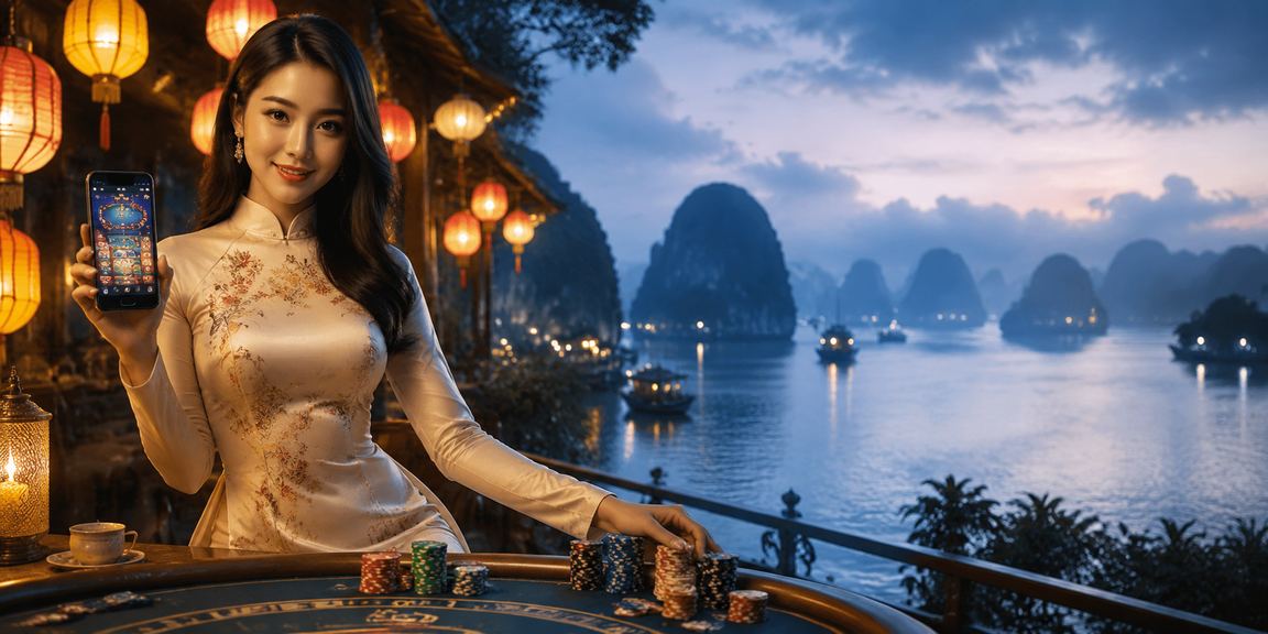 Người dùng trải nghiệm casino di động tại Hội An với đèn lồng